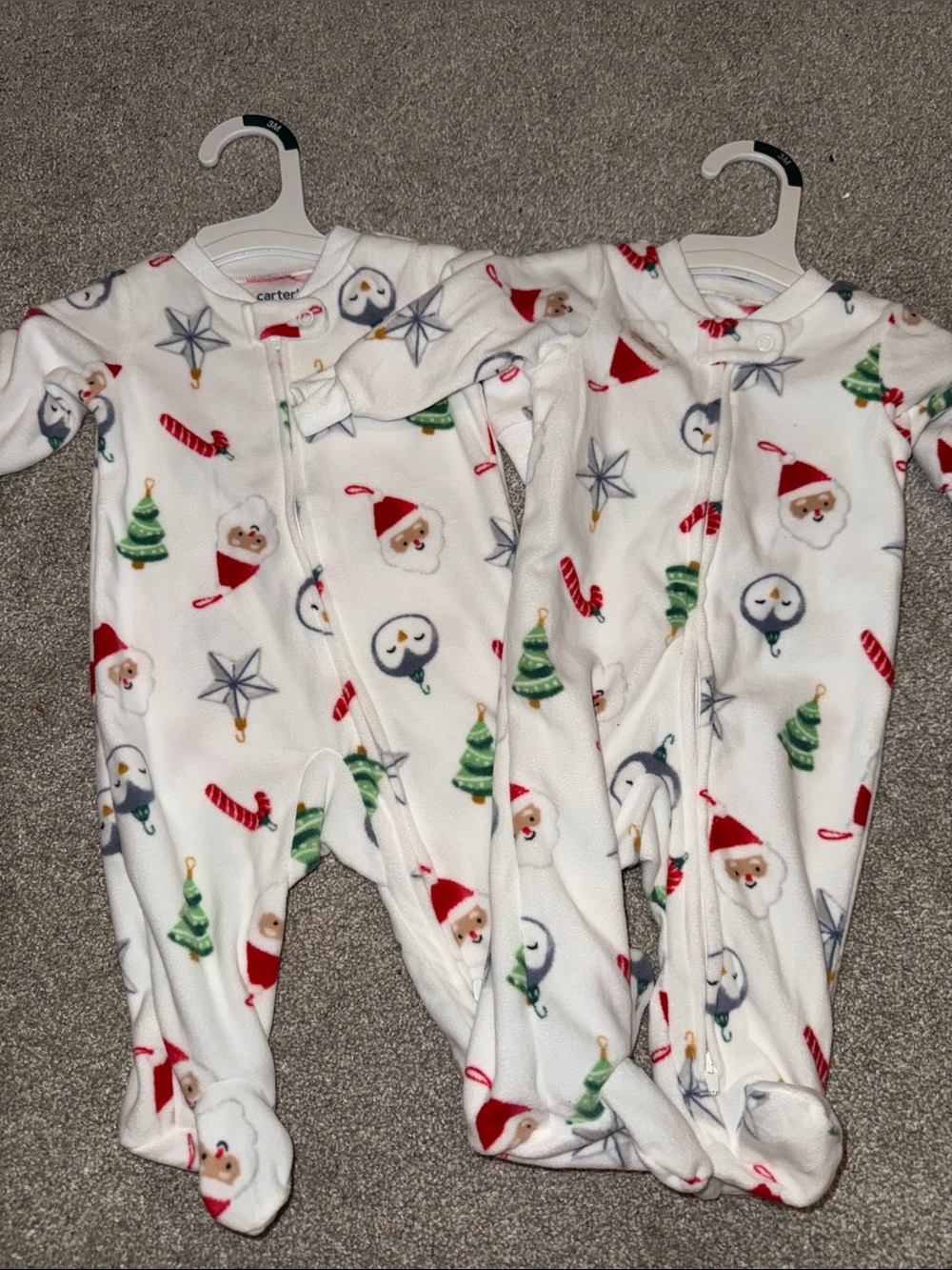 Carter's just one you twin Christmas pajamas 3 months